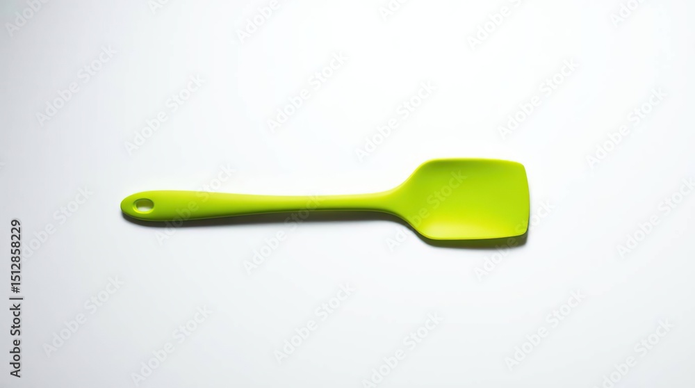 Bright lime green silicone spatula on white background Bright lime green silicone spatula on white background