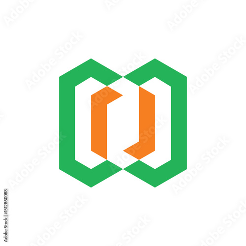 Interlocking Hexagon Letter O:U Logo