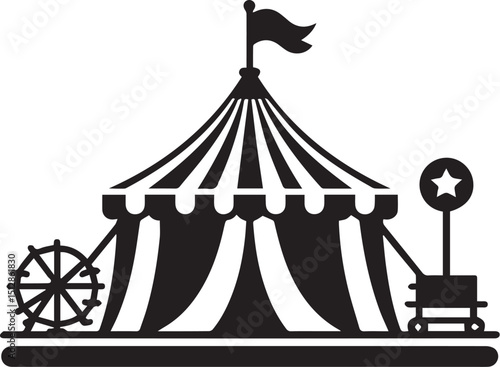 Circus tent silhouette, simple black icon