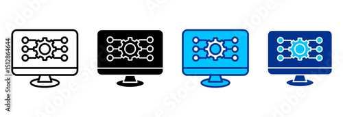Engineer Icon Set Multiple Style Vector Illustration
