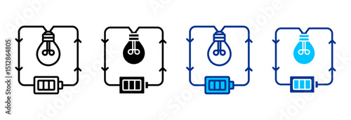 Electric Current Icon Set Multiple Style Vector Illustration