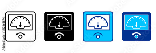 Electric Meter Icon Set Multiple Style Vector Illustration