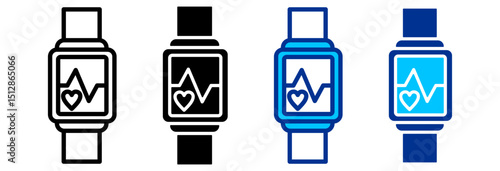 Smartwatch Icon Set Multiple Style Vector Illustration