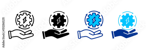 Gear Icon Set Multiple Style Vector Illustration