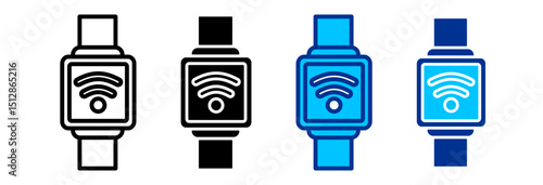 Smartwatch App Icon Set Multiple Style Vector Illustration