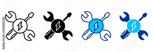 Electrical Service Icon Set Multiple Style Vector Illustration