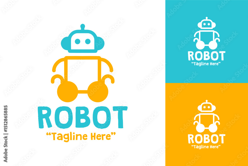 Fototapeta premium Cute and Playful Robot Logos for Kids’ Toys and Branding