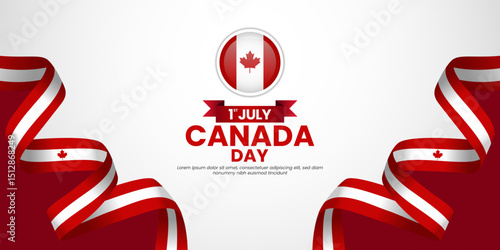 Canadian ribbon flag for Canada day background. Template for national day banner design