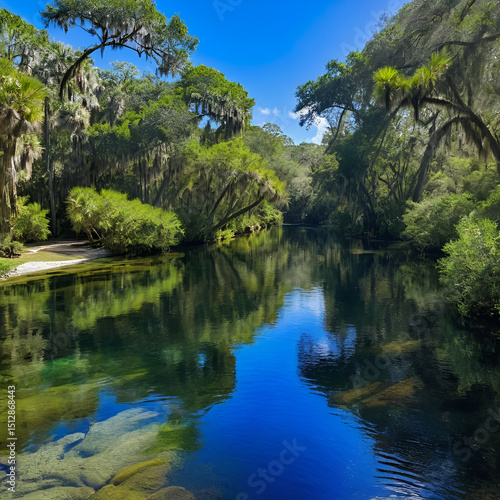Natural freshwater river at Wekiwa Springs State Park in Apopka, Florida just north of Orlando.