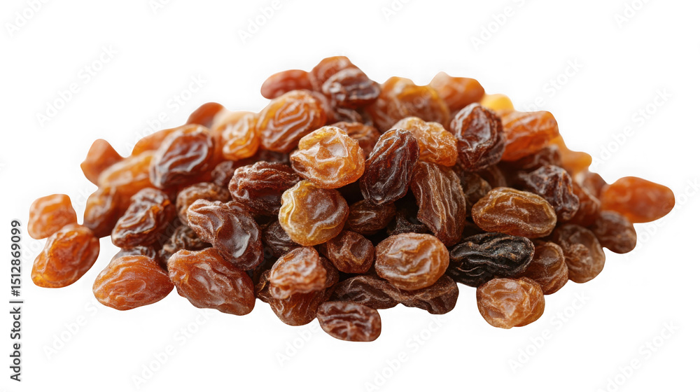 Pile of brown raisins isolated on transparent background Pile of brown raisins isolated on transparent background