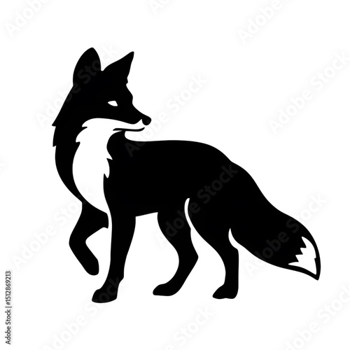 Black Fox Silhouette Clipart Vector – Animal Wildlife Logo Design