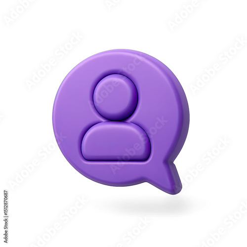 Purple 3D Person Icon in Speech Bubble