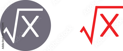 Square Root of X Axis Symbol. Mathematics Square Root Icon.