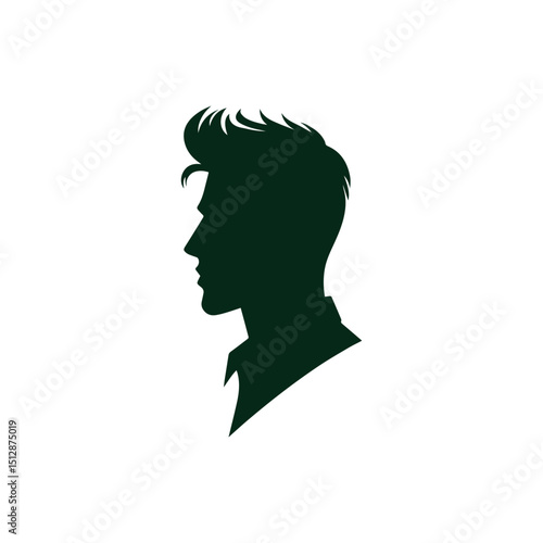 Silhouette of a Man's Profile With Stylish Haircut on White Background