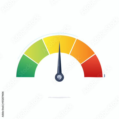 Vector gauge infographic with needle indicator and colored segments.