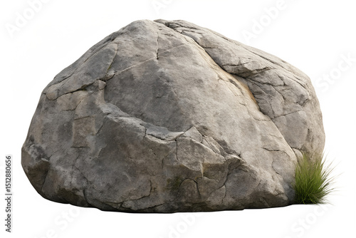Large Grey Boulder Stone with Grass - Nature Photography