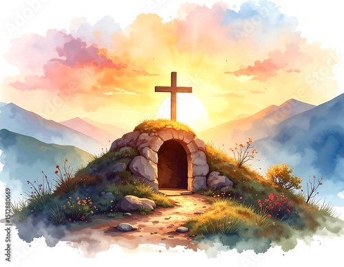 Sunrise over empty tomb
