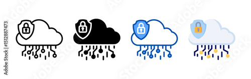 Secure data icon set bundle. Multi style icon collection perfect for websites, apps, and presentations. Simple vector icon collection