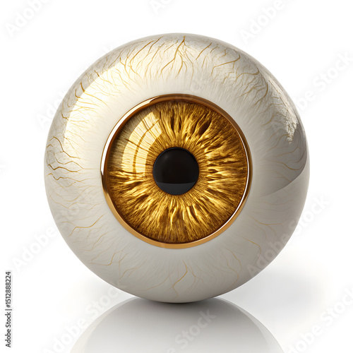 golden human eye on white background