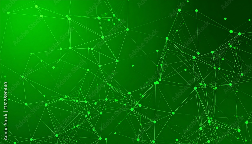 Obraz premium Green network connections on gradient background.