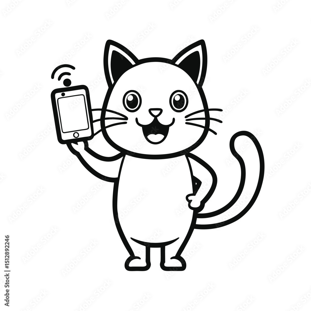 funny cartoon cat with a phone funny cartoon cat with a phone