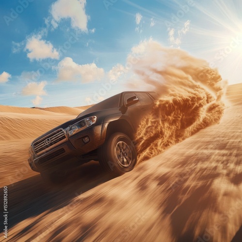 Sun-Kissed Speed: Off-Road Truck in Full Drift