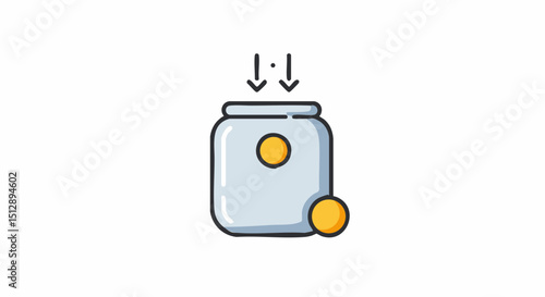 Charity donation concept saving money tips concept illustration of coins falling into jar for financial planning and investment 100