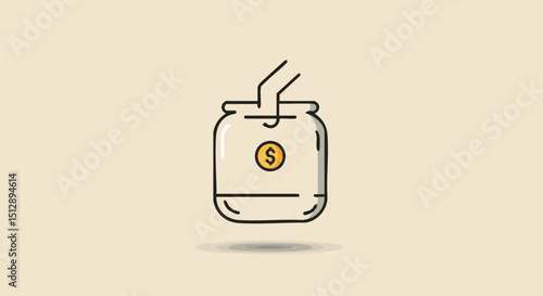 Charity donation concept saving money in a jar illustration for financial planning and investment growth concept with dollar symbol