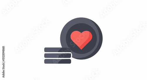 Charity donation concept heart health coin stack icon for medical and financial wellness concept with healthcare and insurance design