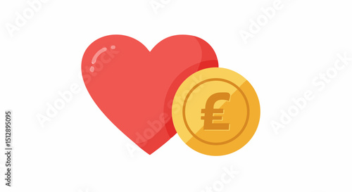 Charity donation concept donate to charity with heart and money symbol for fundraising and support for good causes and help