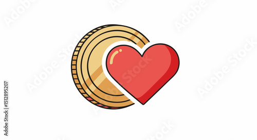 Charity donation concept heart coin donation love money charity funding fundraising support help valentine symbol icon 100