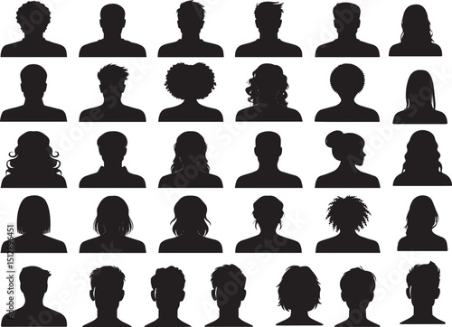 Avatar Portrait Silhouettes – Man & Woman Face Icons, Anonymous People Vector Set

