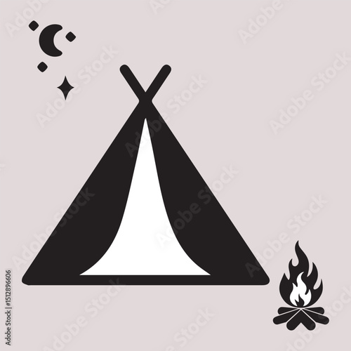 Illustration of tents and campfires