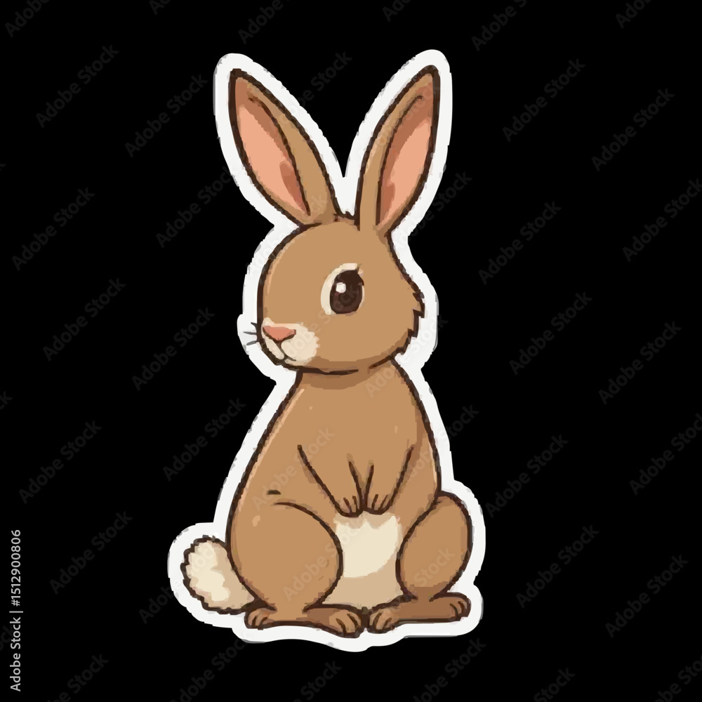 Obraz premium Sweet Little Rabbit Vector on Black Background