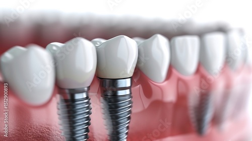 Dental Implants in Gum with White Teeth
