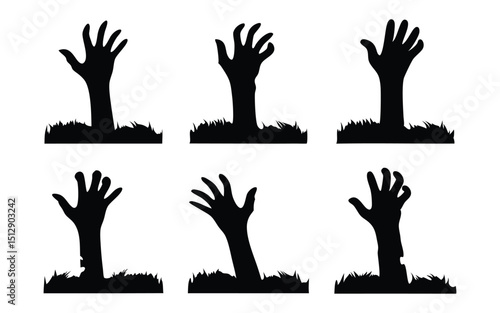 Scary hand set vector silhouette