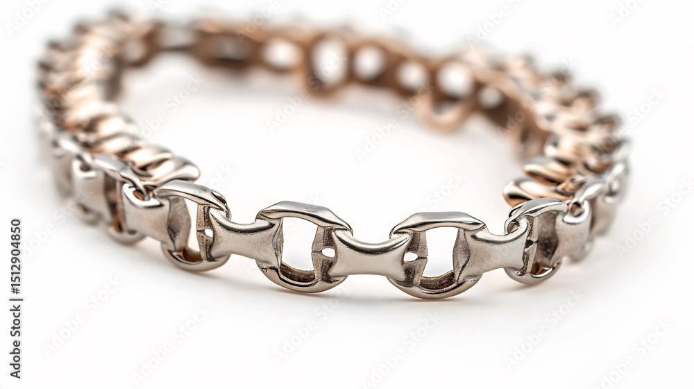 Fototapeta premium Rose Gold Chain Bracelet on White Background