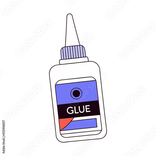 Bottle of white glue with blue label illustration