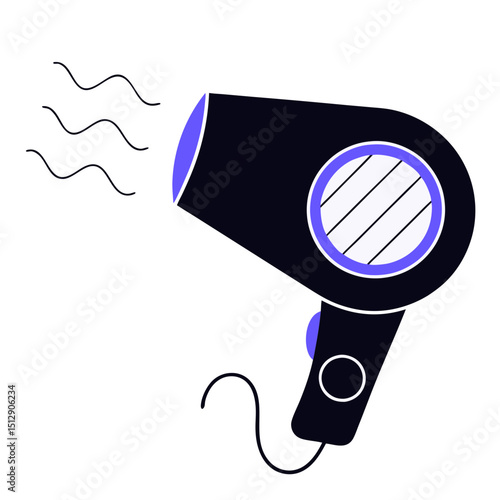 Stylish black hair dryer icon design element