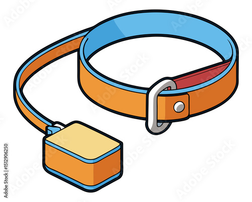 Orange dog collar with attached tracking device