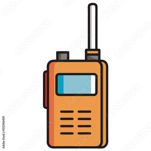 Orange handheld radio transceiver illustration