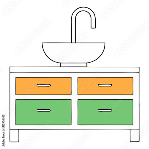 Simple illustration of a bathroom vanity with sink