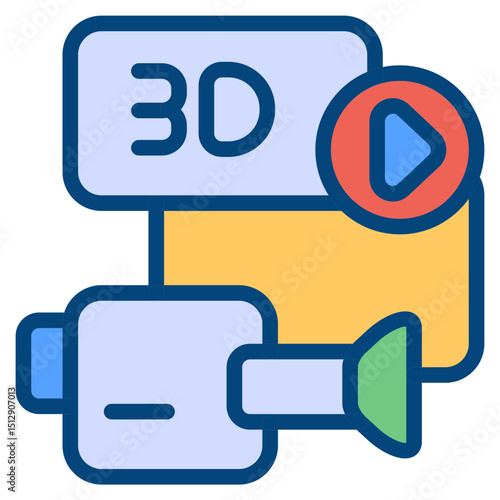 3D Video Flat Icon