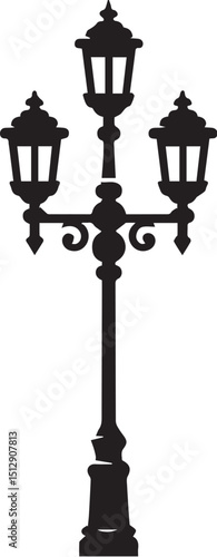 Lamp post black fill silhouette vector