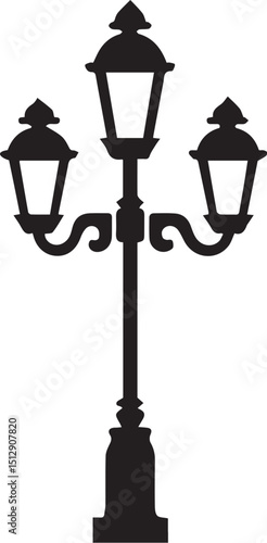 Lamp post black fill silhouette vector