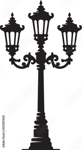 Lamp post black fill silhouette vector