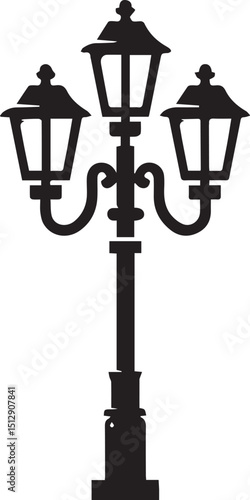 Lamp post black fill silhouette vector