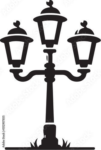 Lamp post black fill silhouette vector