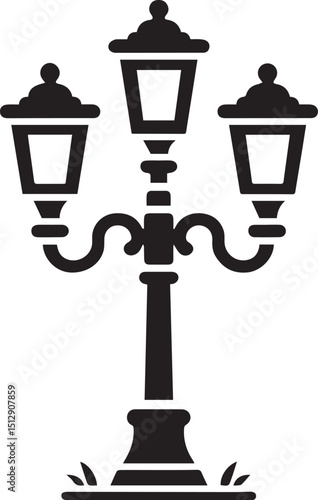 Lamp post black fill silhouette vector