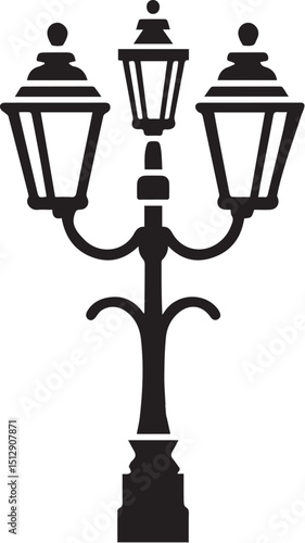 Lamp post black fill silhouette vector